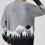 Sweater // Gray + Mountains Print (XS)