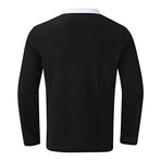 Long Sleeve Quarter Zip Polo // Black & White // Model 2 (XL)