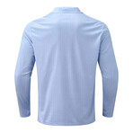 Striped Long Sleeve Quarter Zip Polo // Light Blue (M)