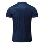 Striped Quarter Zip Polo // Dark Blue (XL)