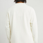 Button Crewneck Sweater // White (M)