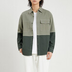 Color Block Shirt Jacket // Green (M)