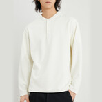 Button Crewneck Sweater // White (M)