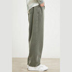 Wide Leg Denim Pants // Army green (XS)