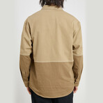 Color Block Shirt Jacket // Brown (XL)