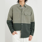 Color Block Shirt Jacket // Green (M)