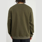 Button Crewneck Sweater // Army green (XL)