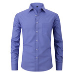 Printed w/ Front Pocket Long Sleeve Button-Up // Purple (S)