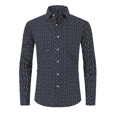 Floral Long Sleeve Button Up // Dark Blue (XS)