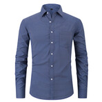 Printed w/ Front Pocket Long Sleeve Button-Up // Navy Blue (S)