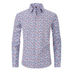 Floral Long Sleeve Button Up // Blue (L)