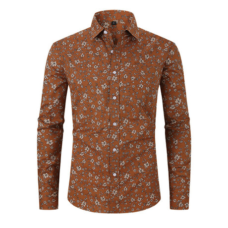 Floral Long Sleeve Button Up // Earthy Yellow (XS)