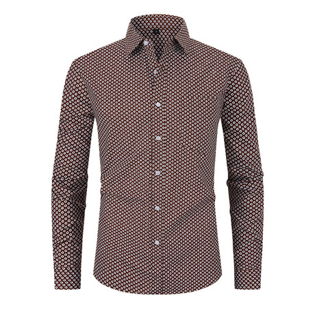 Floral Long Sleeve Button Up // Brown (XS)