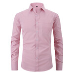 Printed w/ Front Pocket Long Sleeve Button-Up // Pink (XS)