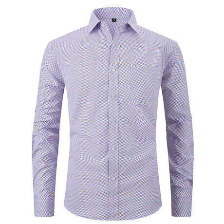 Printed w/ Front Pocket Long Sleeve Button-Up // Light Purple (XS)