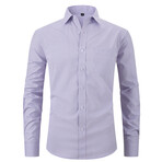 Printed w/ Front Pocket Long Sleeve Button-Up // Light Purple (XS)