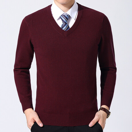 AVNS-10 // V-Neck Sweaters // Burgandy (XS)
