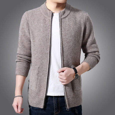 AWZC-006 Zip Up Cardigan // Beige (XS)
