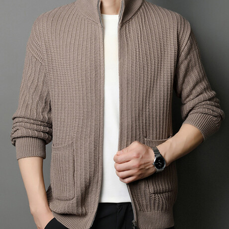 AWZC-003 Zip Up Cardigan // Brown (XS)