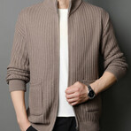 AWZC-003 Zip Up Cardigan // Brown (2XL)