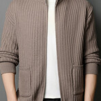 AWZC-003 Zip Up Cardigan // Brown (2XL)