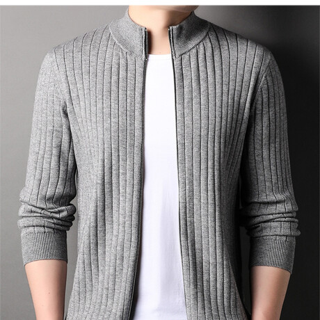 AWZC-012 Zip Up Cardigan // Light Grey (XS)