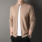 AWZC-017 Zip Up Cardigan // Tan (XS)