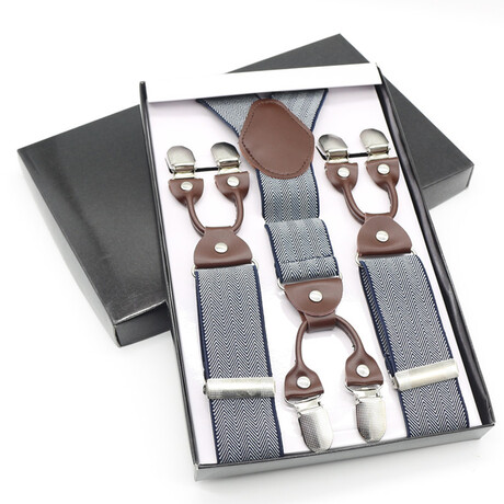 AM6CS-15 //  Men's 6 Clips Suspender // Multi Color