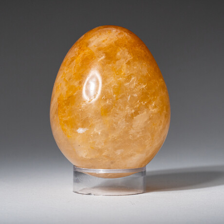 Genuine Polished Lemon Quartz Egg with Acrylic Display Stand // 3"// 420g