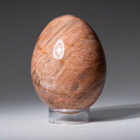 Genuine Polished Peach Moonstone Egg with Acrylic Display Stand // 2.5"// 400g