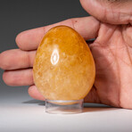 Genuine Polished Lemon Quartz Egg with Acrylic Display Stand // 3"// 420g