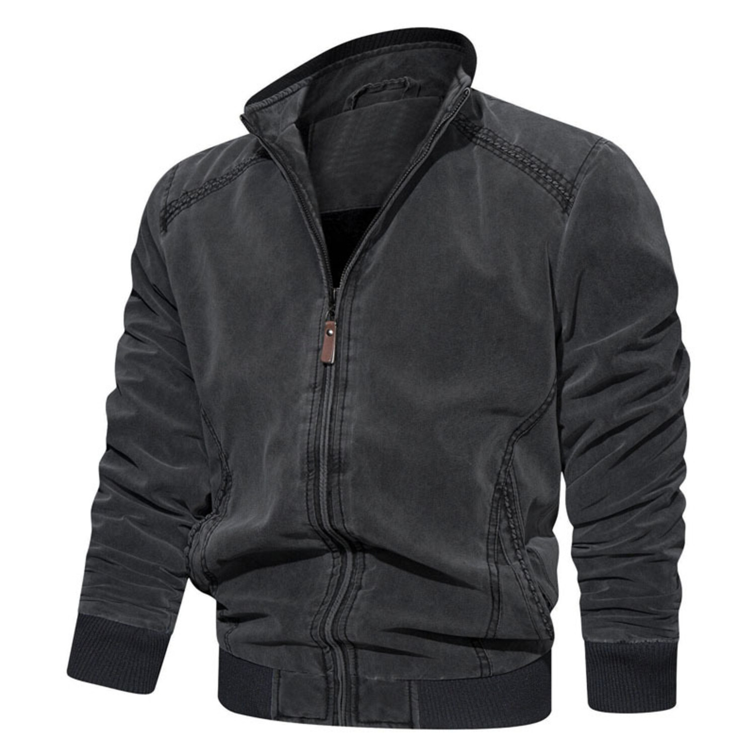 Bomber Jacket with Collar V1 // Black (XL) - LKSHE Jackets & Parkas ...