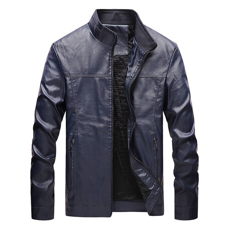 Leather Jacket // Navy Blue (XS)
