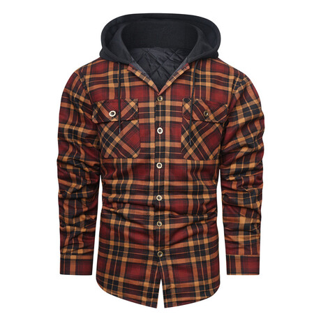 Plaid Jacket with Hood // Coffee (XS)