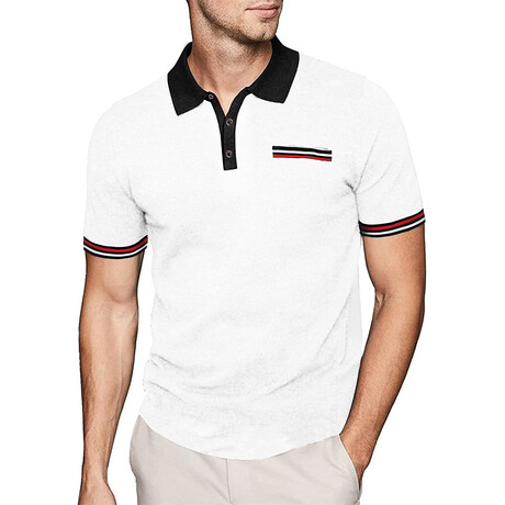 Rene Lion // Button Up Collar T-Shirt // White (XS)