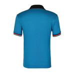 Rene Lion // Button Up Collar T-Shirt // Blue (L)