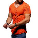 Rene Lion // Zip Detail T-Shirt // Orange (L)