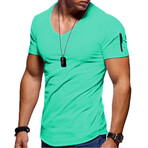 Rene Lion // Zip Detail Zip Detail T-Shirt  // Fluorescent Green (L)