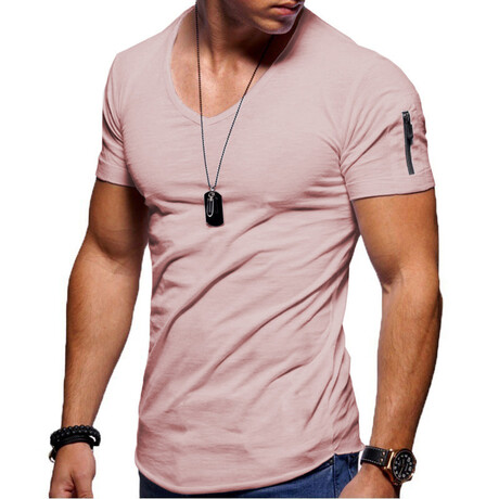 Rene Lion // Zip Detail T-Shirt // Pink (XS)