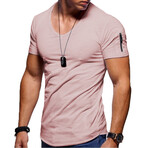 Rene Lion // Zip Detail T-Shirt // Pink (L)