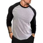 Raglan Long Sleeve Shirt // Light Gray + Black (S)