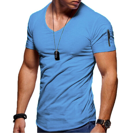 Rene Lion // Zip Detail T-Shirt // Blue (XS)
