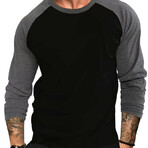 Raglan Long Sleeve Shirt // Black + Gray (S)