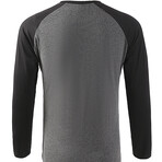 Raglan Long Sleeve Shirt // Dark Gray + Black (XL)