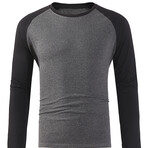 Raglan Long Sleeve Shirt // Dark Gray + Black (XL)