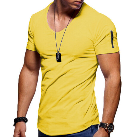 Rene Lion // Zip Detail T-Shirt // Yellow (XS)