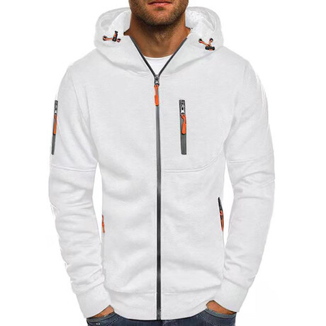 Zip Up Hooded Jacket // White (M)