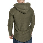 Longe Sleeve Hooded Shirt // Army Green (L)