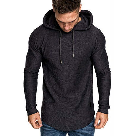 Longe Sleeve Hooded Shirt // Black (XS)