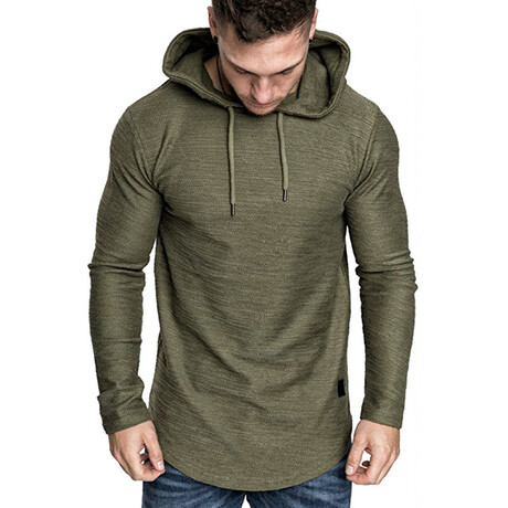 Longe Sleeve Hooded Shirt // Army Green (XS)
